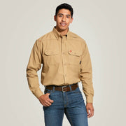 Ariat Men's FR Featherlight Long Sleeve Work Shirt Khaki 10031015 - Southern Soule Designs
