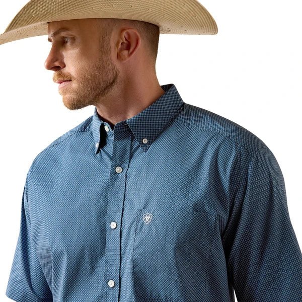 Ariat Men's Key Largo Mini Geo Print Storm SS Shirt 10073596 - Southern Soule Designs