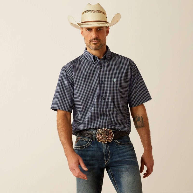 Ariat Men's Pro Series Callum Classic Fit Short Sleeve Shirt Navy 10054822 - Southern Soule Designs