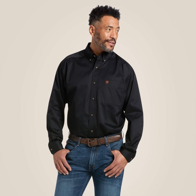 Ariat Men's Solid Twill Ls Shirt Black 10000502 - Southern Soule Designs