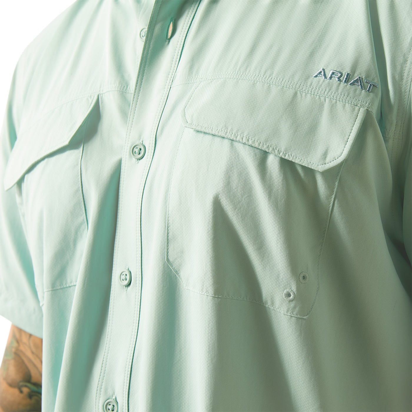 Ariat Men's VentTek Outbound Fitted Short Sleeve Shirt Eggshell Blue 10055230 - Southern Soule Designs