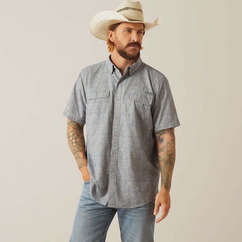 Ariat Men's VentTEK Outbound Fitted Short Sleeve Shirt Ombre Blue 10055227 - Southern Soule Designs