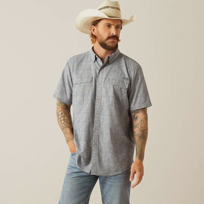 Ariat Men's VentTEK Outbound Fitted Short Sleeve Shirt Ombre Blue 10055227 - Southern Soule Designs