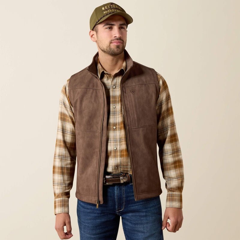 Ariat Men's Vernon Softshell Vest Wren Faux Leather 10079403 - Southern Soule Designs