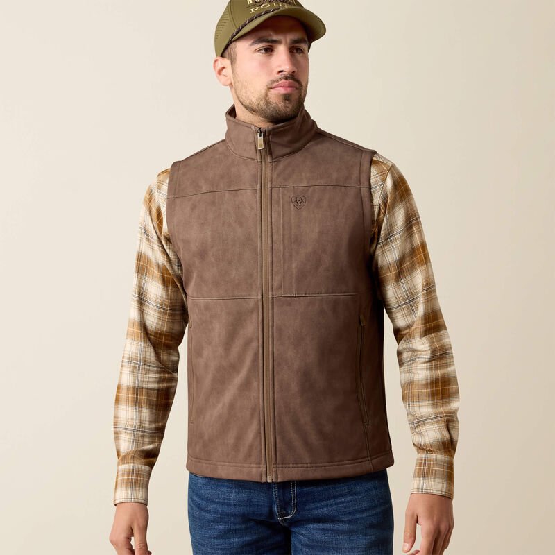 Ariat Men's Vernon Softshell Vest Wren Faux Leather 10079403 - Southern Soule Designs