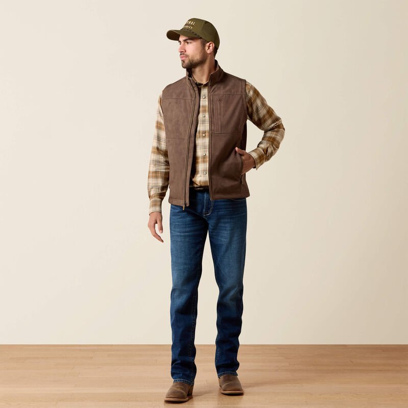 Ariat Men's Vernon Softshell Vest Wren Faux Leather 10079403 - Southern Soule Designs