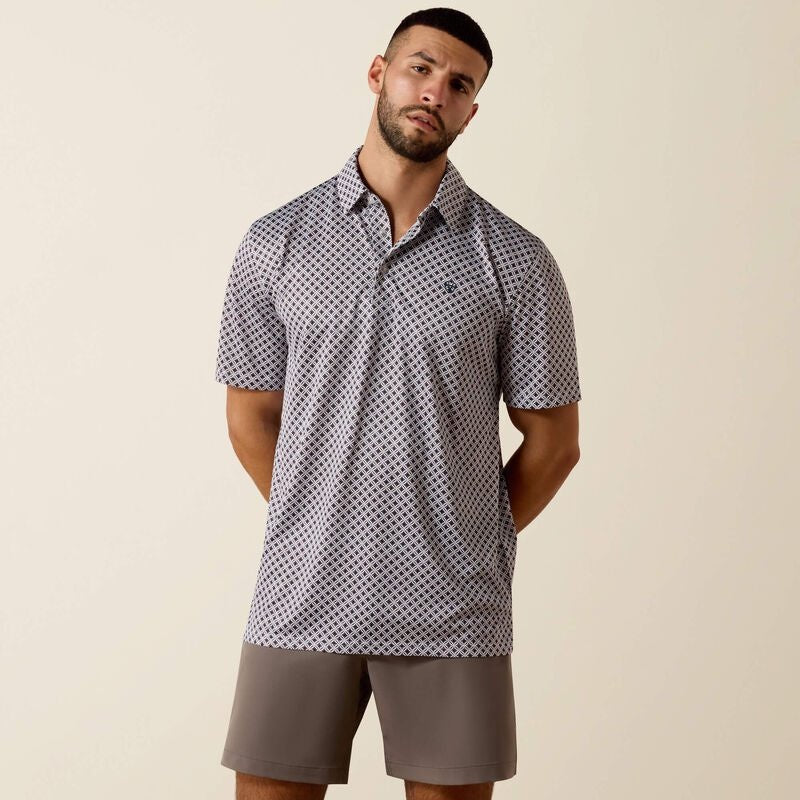 Ariat Men's White Geo X Print Polo 10073471 - Southern Soule Designs