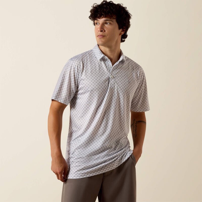 Ariat Men's White Multi Geo Print Polo 10076068 - Southern Soule Designs