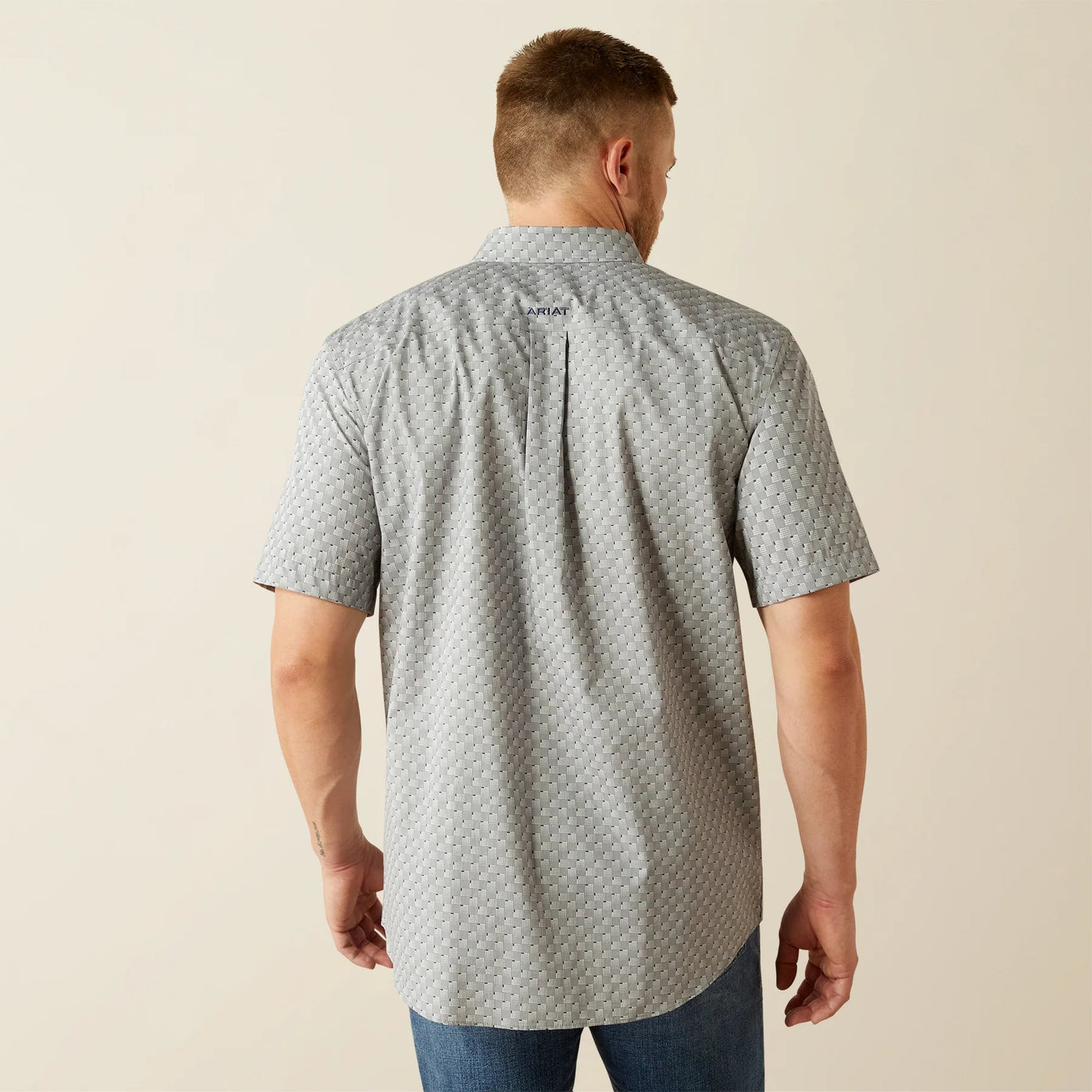 Ariat Men's Wrinkle Free Obert Short Sleeve Shirt Grey 10054809 - Southern Soule Designs