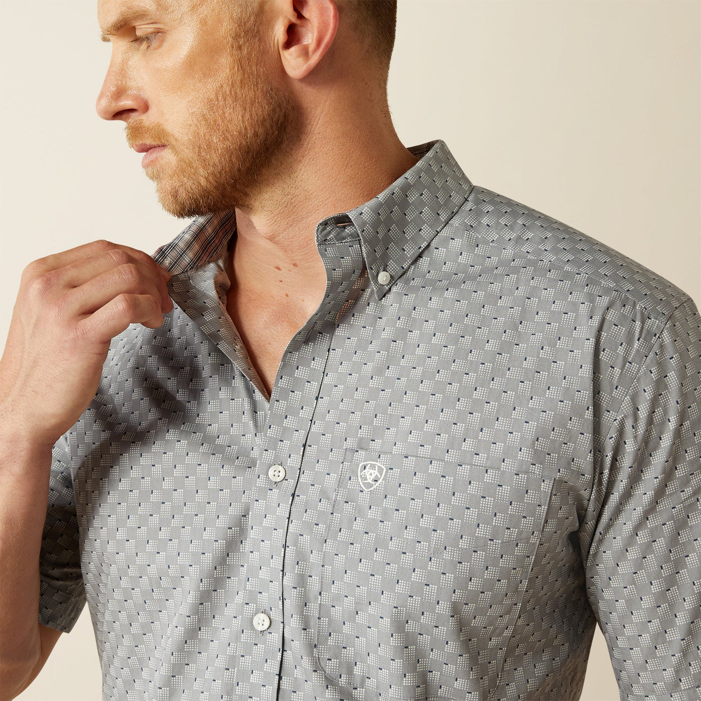 Ariat Men's Wrinkle Free Obert Short Sleeve Shirt Grey 10054809 - Southern Soule Designs