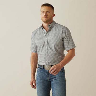 Ariat Men's Wrinkle Free Obert Short Sleeve Shirt Grey 10054809 - Southern Soule Designs