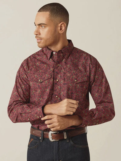 Ariat MNS Samson Snap LS Shirt Dark Red 10052618 - Southern Soule Designs