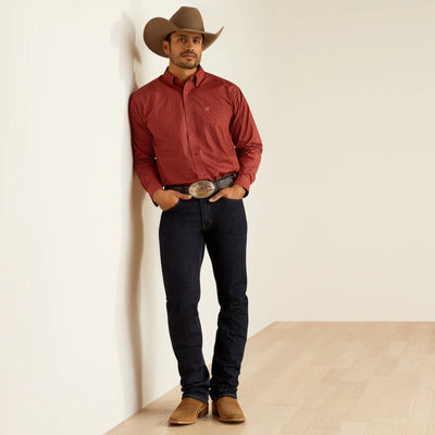 Ariat MNS Sanders LS Shirt Red 10052372 - Southern Soule Designs
