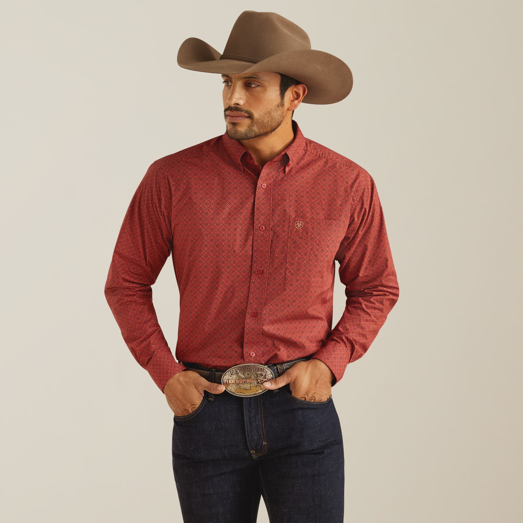 Ariat MNS Sanders LS Shirt Red 10052372 - Southern Soule Designs