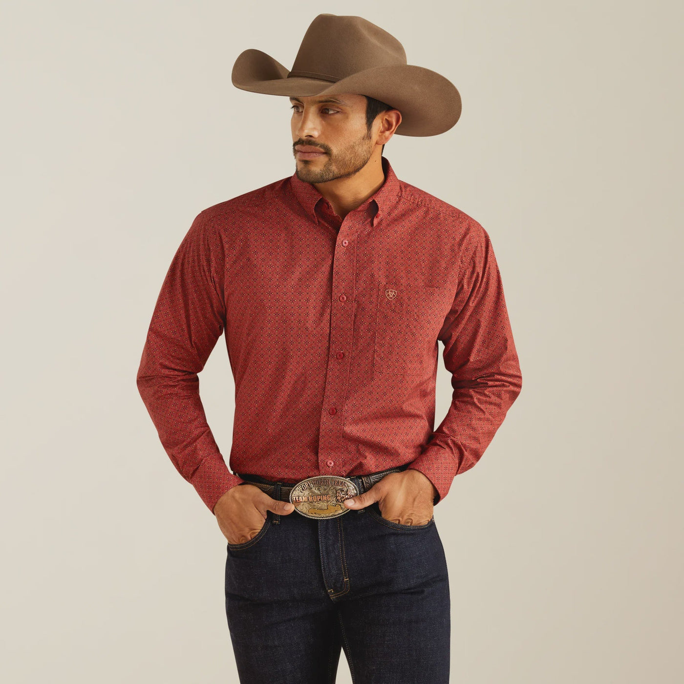 Ariat MNS Sanders LS Shirt Red 10052372 - Southern Soule Designs
