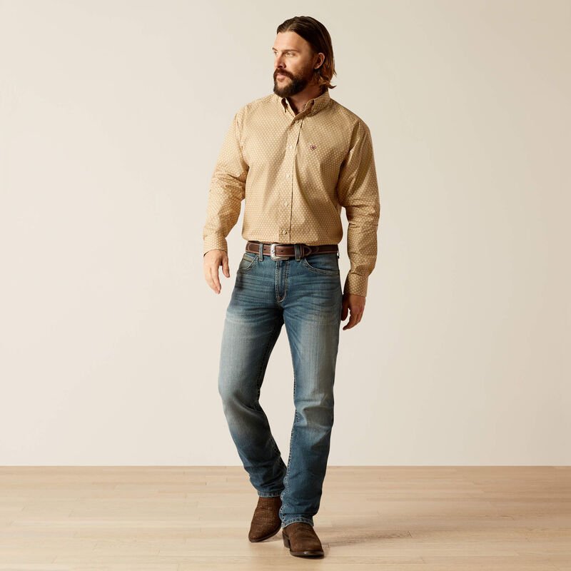 Ariat MNS Schaffer LS Shirt Khaki 10052373 - Southern Soule Designs