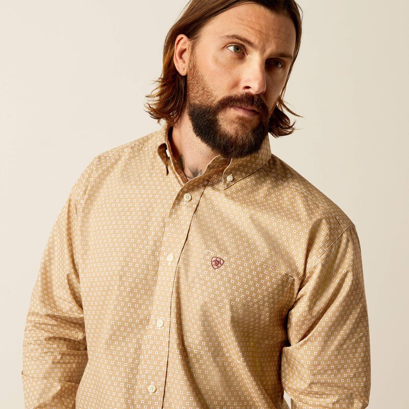 Ariat MNS Schaffer LS Shirt Khaki 10052373 - Southern Soule Designs