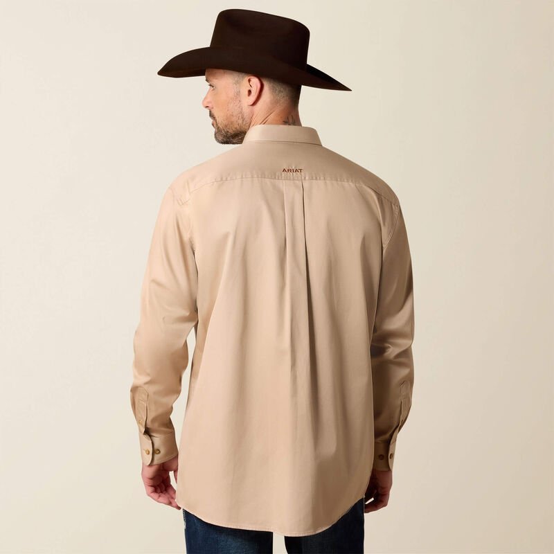 Ariat MNS Solid Twill LS Shirt Khaki 10000505 - Southern Soule Designs