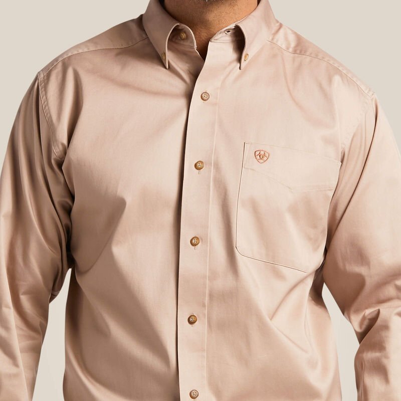 Ariat MNS Solid Twill LS Shirt Khaki 10000505 - Southern Soule Designs