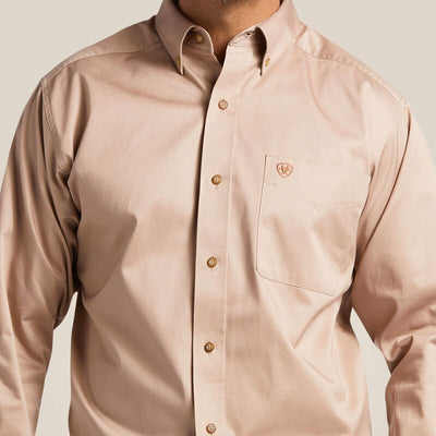 Ariat MNS Solid Twill LS Shirt Khaki 10000505 - Southern Soule Designs