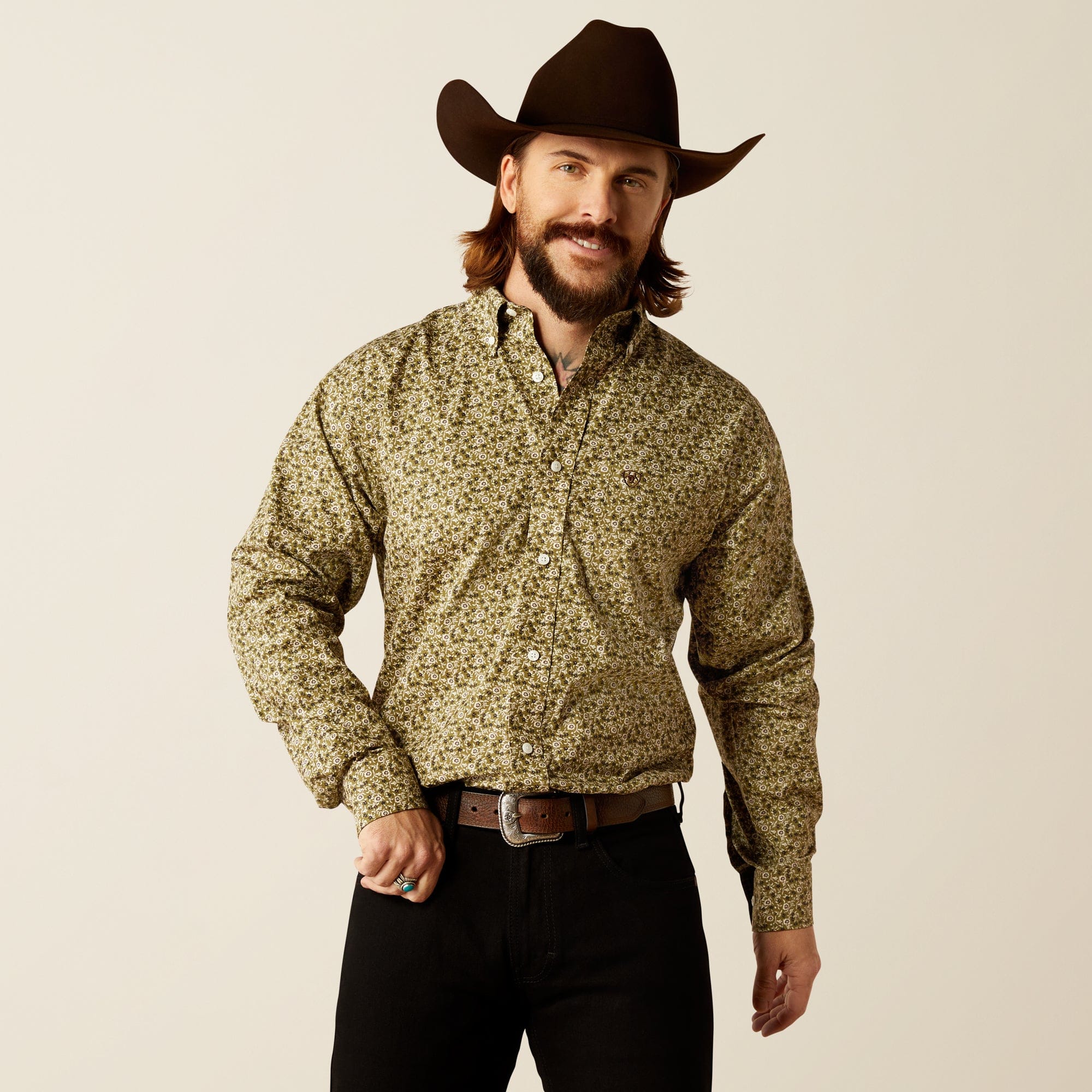 Ariat MNS Wrinkle Free Filmore Long Sleeve Shirt Green 10053910 - Southern Soule Designs