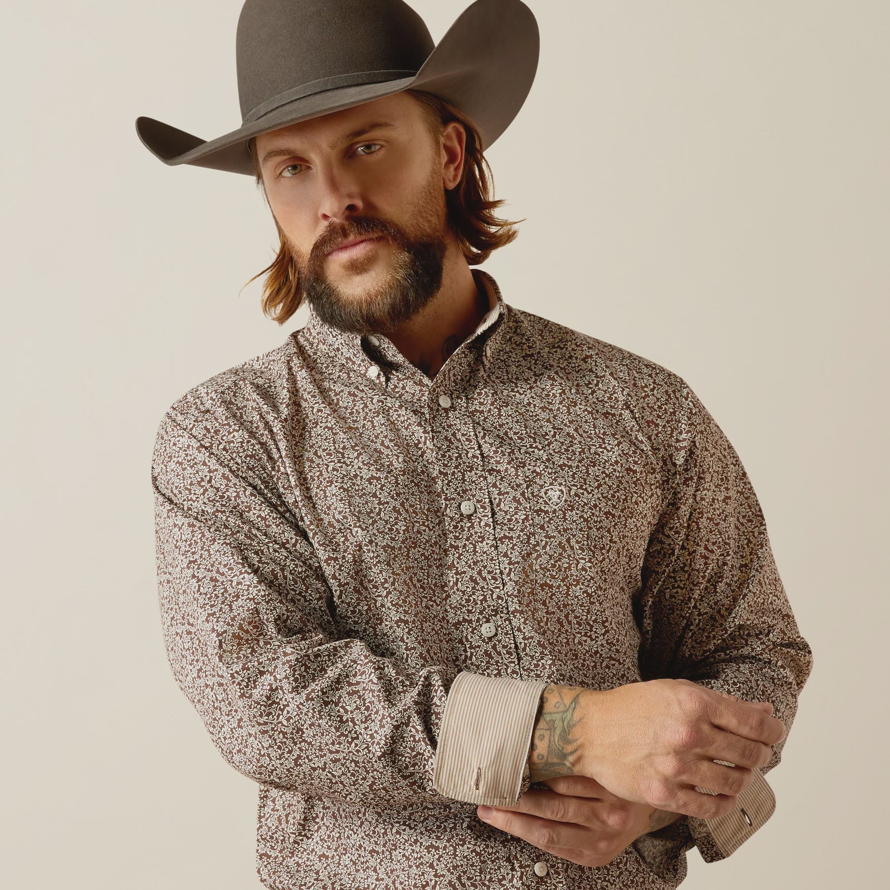 Ariat MNS Wrinkle Free Gerard LS Brown 10052376 - Southern Soule Designs