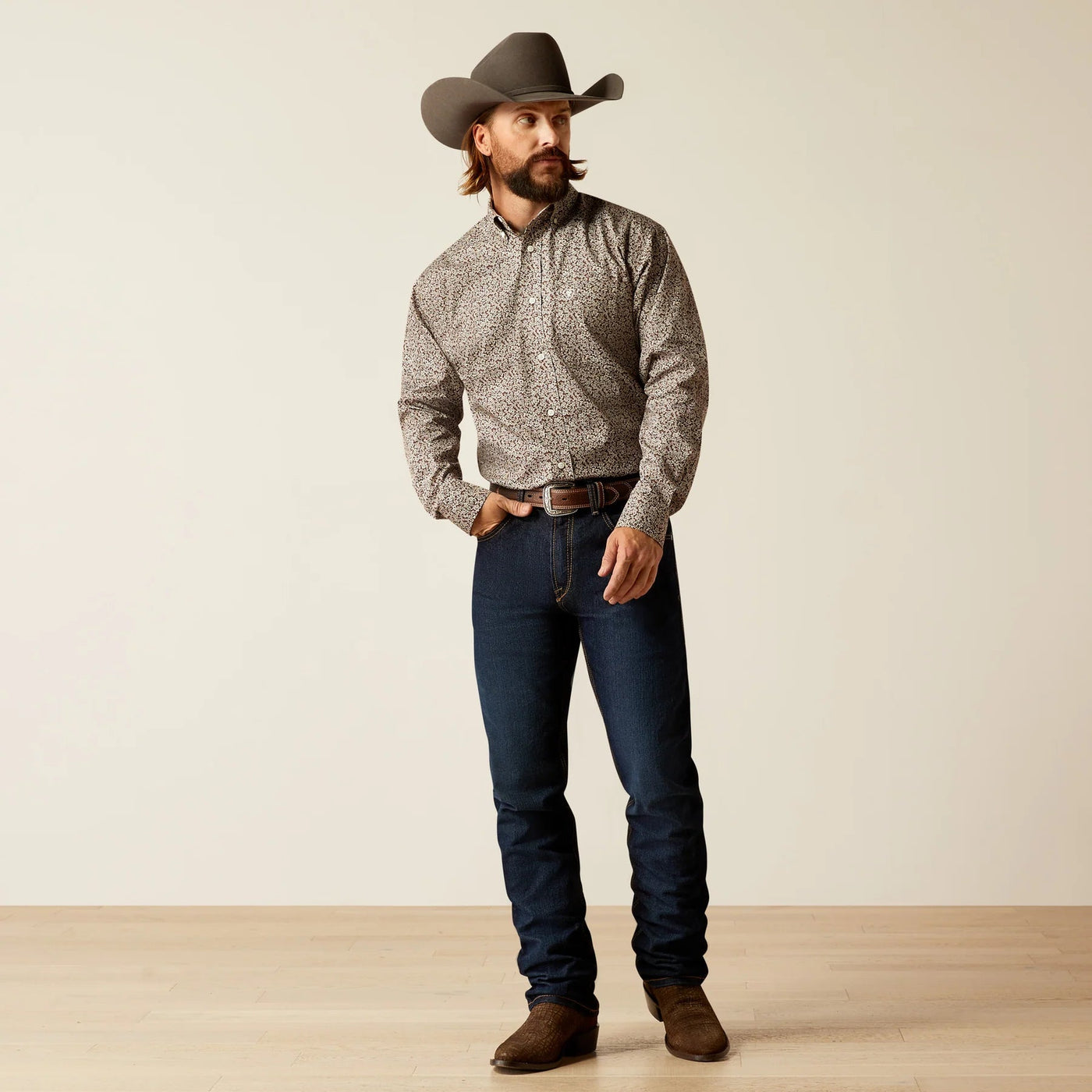 Ariat MNS Wrinkle Free Gerard LS Brown 10052376 - Southern Soule Designs