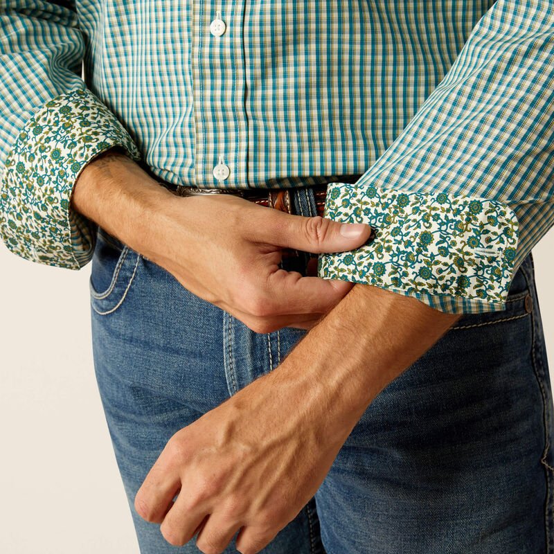 Ariat MNS Wrinkle Free Gus Classic Fit LS Teal 10052378 - Southern Soule Designs
