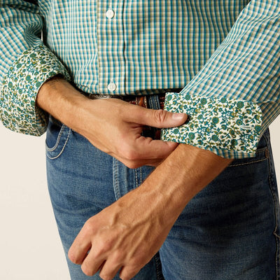 Ariat MNS Wrinkle Free Gus Classic Fit LS Teal 10052378 - Southern Soule Designs