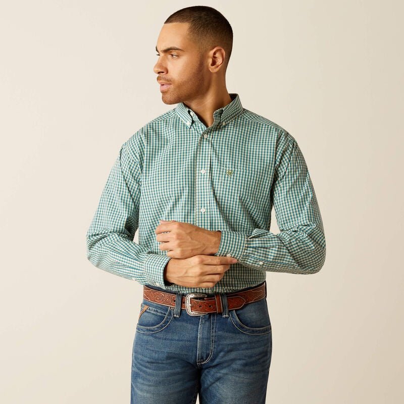 Ariat MNS Wrinkle Free Gus Classic Fit LS Teal 10052378 - Southern Soule Designs