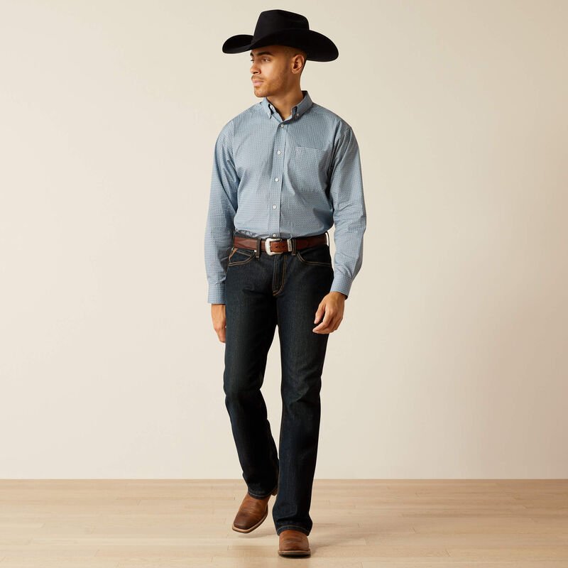 Ariat MNS Wrinkle Free Leonard LS Shirt Light Blue 10052389 - Southern Soule Designs
