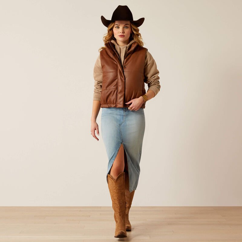 Ariat Swirls Faux Leather Vest Soft Silt 10053981 - Southern Soule Designs