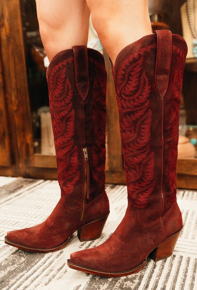 Ariat Women's Laramie StretchFit Western Boot Burgundy Suede 10061356 - Southern Soule Designs