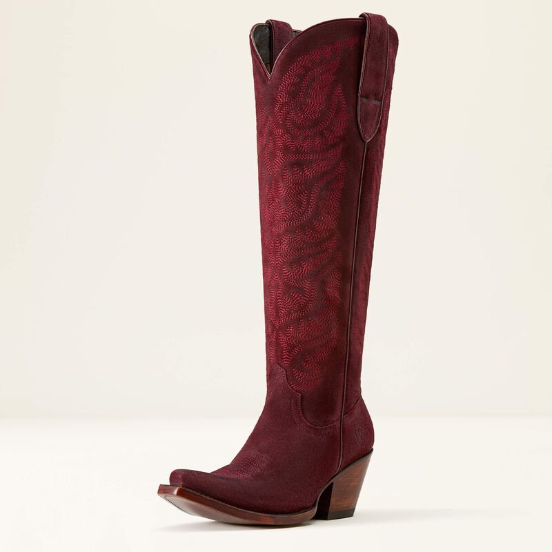 Ariat Women's Laramie StretchFit Western Boot Burgundy Suede 10061356 - Southern Soule Designs