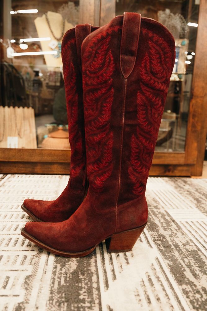 Ariat Women's Laramie StretchFit Western Boot Burgundy Suede 10061356 - Southern Soule Designs