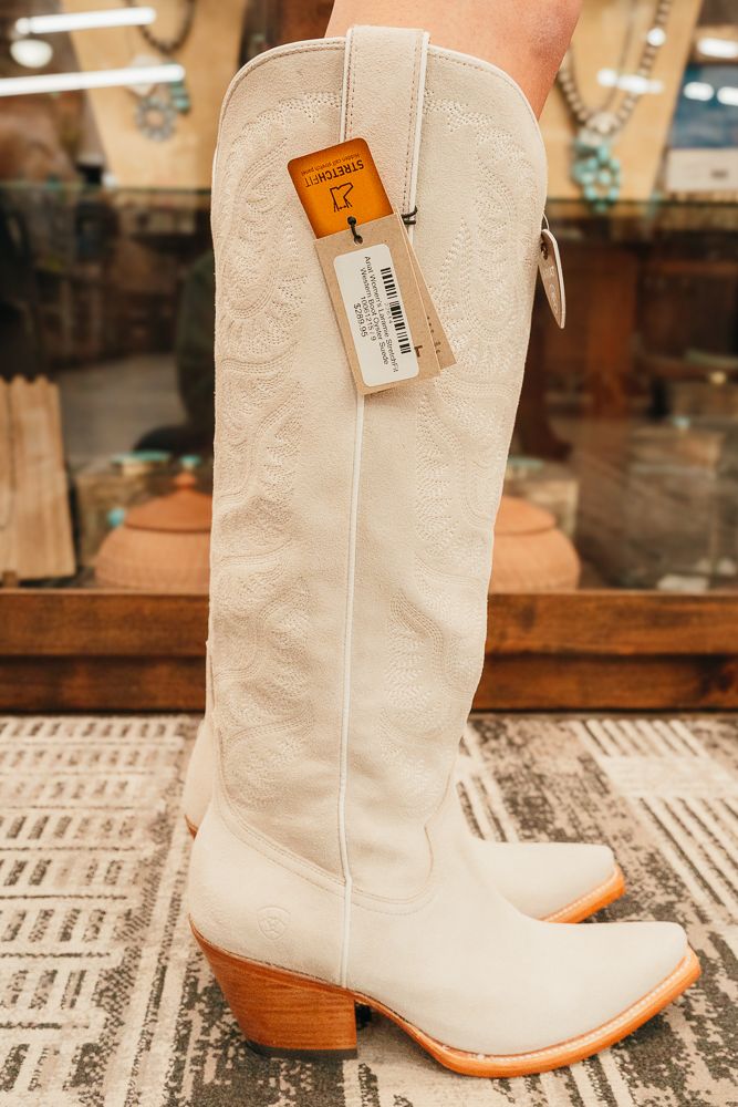 Ariat Women's Laramie StretchFit Western Boot Oyster Suede 10061215 - Southern Soule Designs