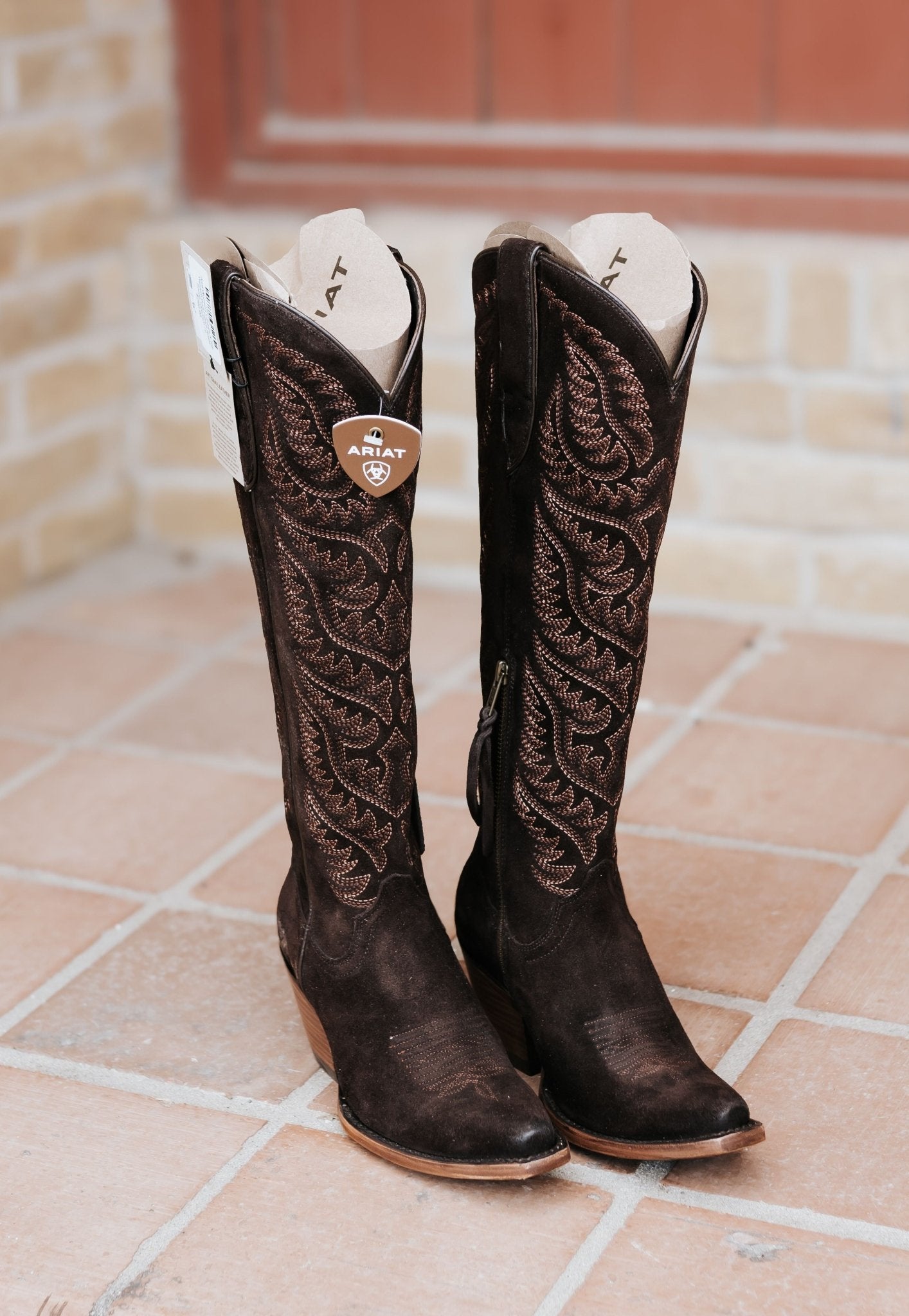 Ariat Women's Laramie X Toe Western Boot French Roast Suede 10063926 - Southern Soule Designs