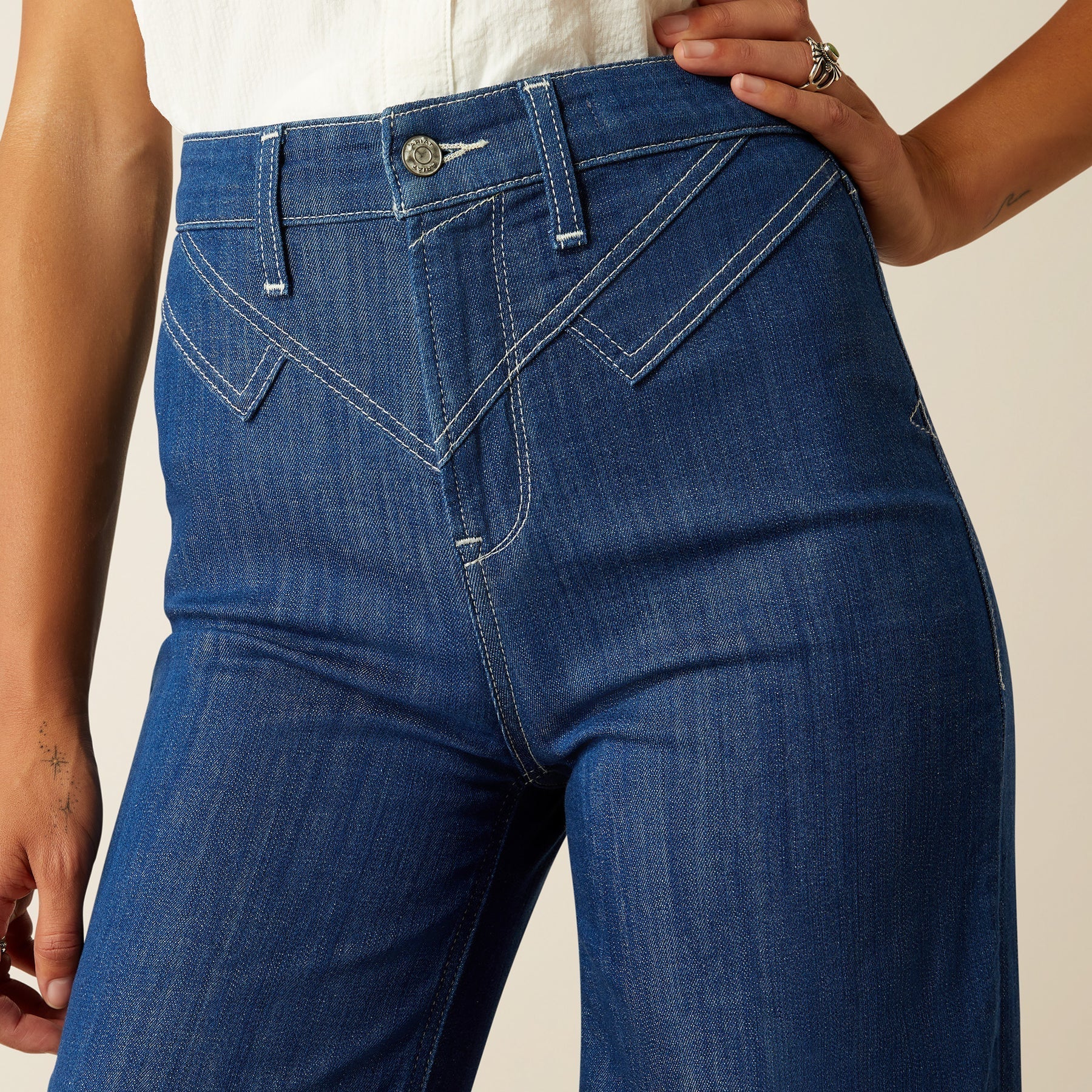 Ariat Women's Ultra High Rise Westie Yoke Wide Jean Rinse 10061392 - Southern Soule Designs