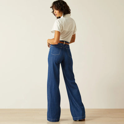 Ariat Women's Ultra High Rise Westie Yoke Wide Jean Rinse 10061392 - Southern Soule Designs