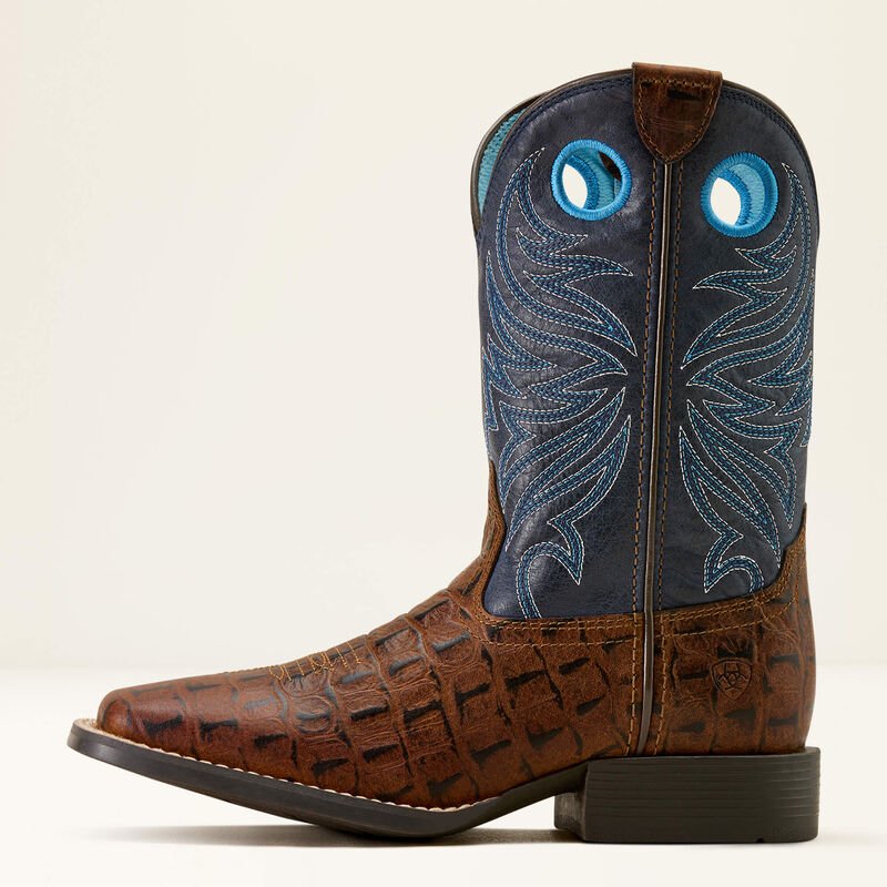 Ariat Youth Knox Western Navy/ Brown Croc Print 10074192 - Southern Soule Designs