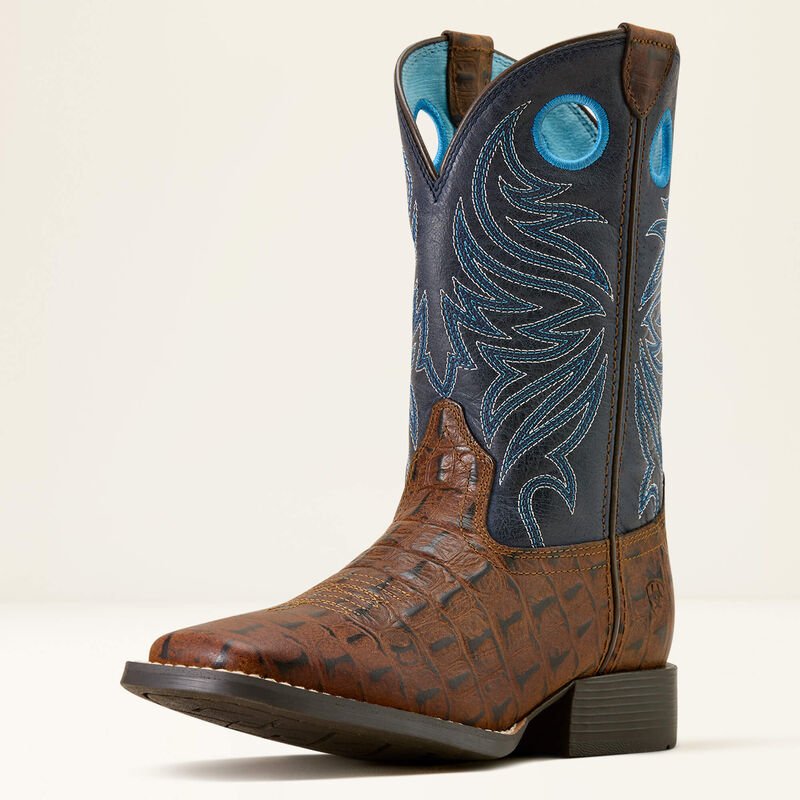 Ariat Youth Knox Western Navy/ Brown Croc Print 10074192 - Southern Soule Designs