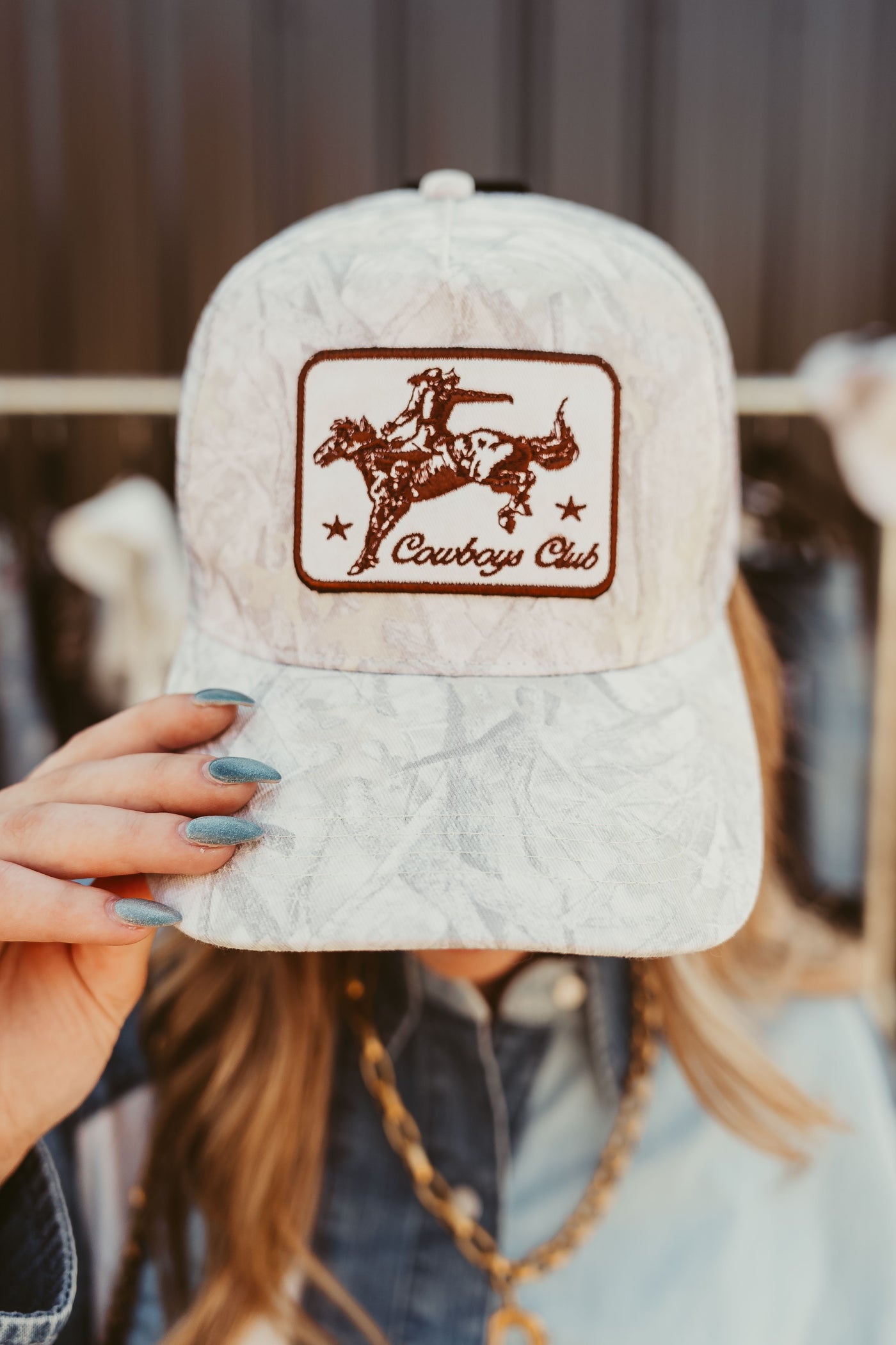 Beige Camo Cowboy and Horse Embroidered Cap