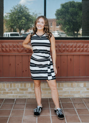Ash Black Mattie Striped Mini Dress ZD263221 - Southern Soule Designs