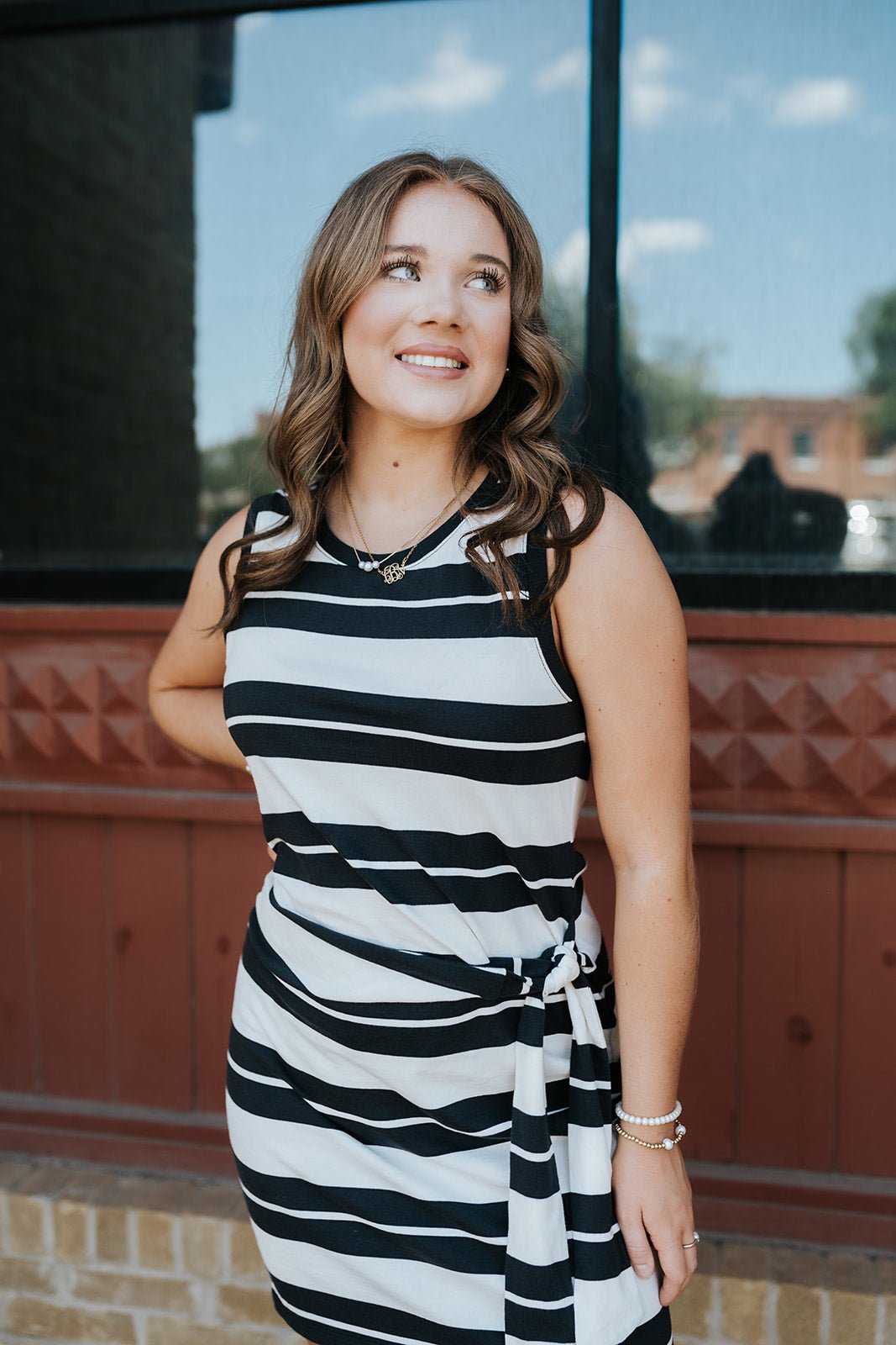Ash Black Mattie Striped Mini Dress ZD263221 - Southern Soule Designs
