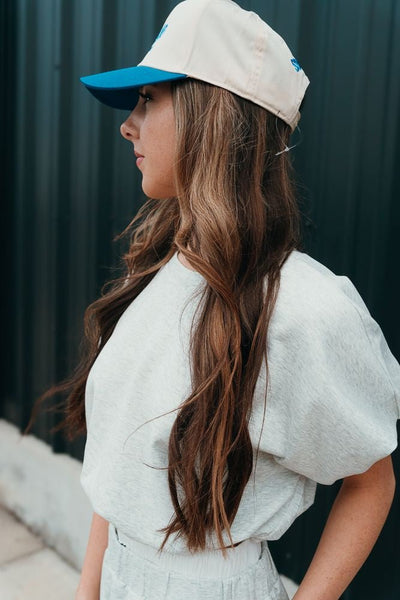 Ash Grey Bubble Hem And Sleeve Crop Top T2304A - Southern Soule Designs