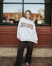 Ash Grey Cross & Jesus Reversible Sweatshirt IT2594 - Southern Soule Designs