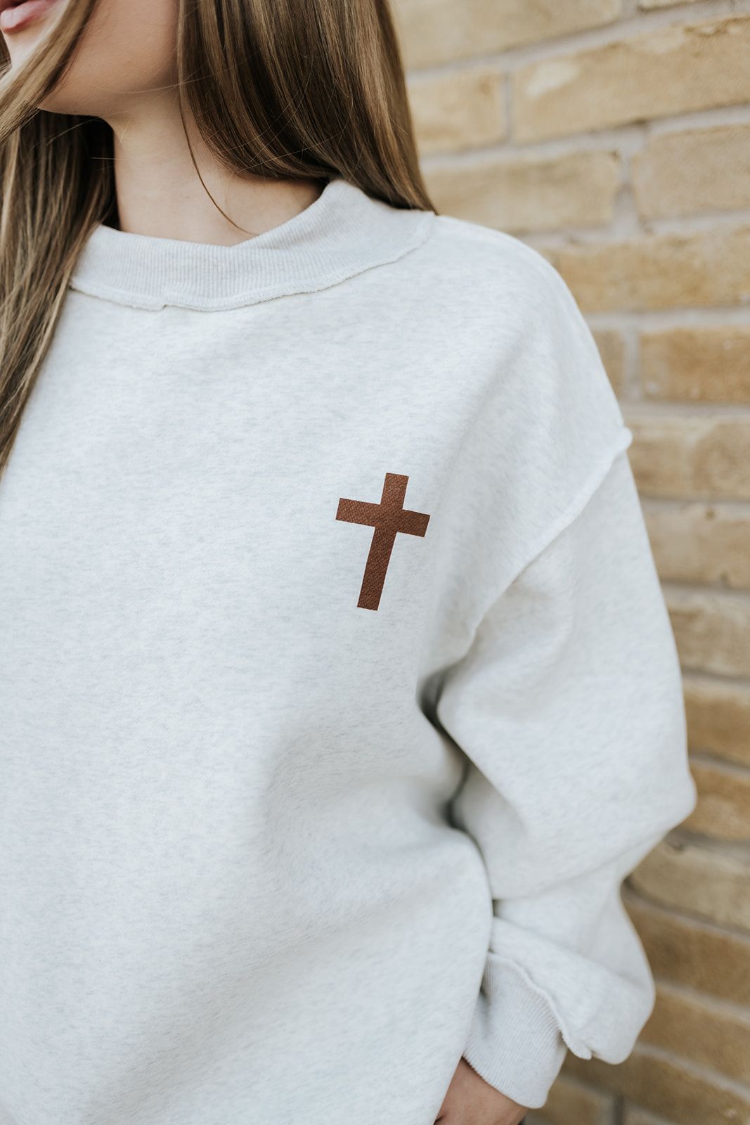 Ash Grey Cross & Jesus Reversible Sweatshirt IT2594 - Southern Soule Designs