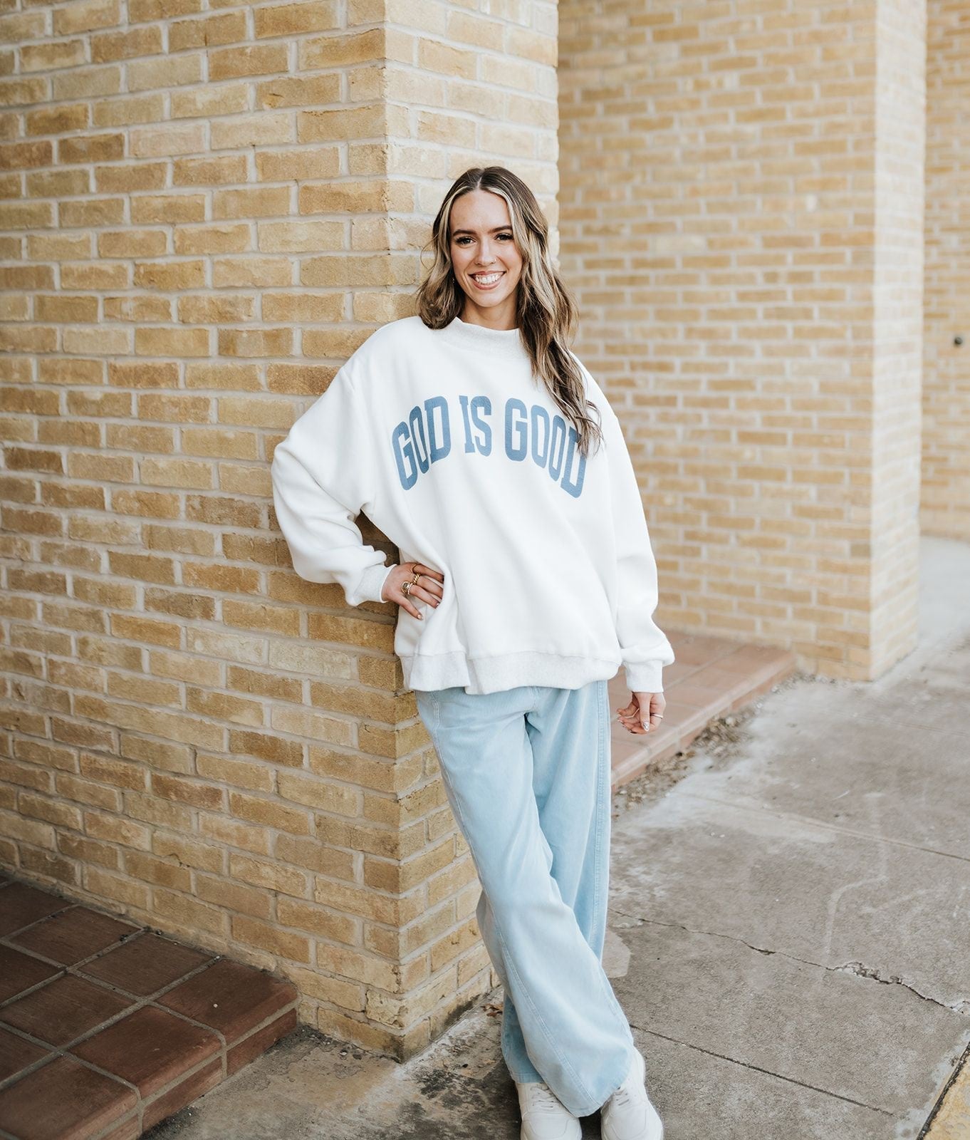 Ash Grey/Vintage Blue Jesus & God is Good Reversible Sweatshirt IT2594 - Southern Soule Designs