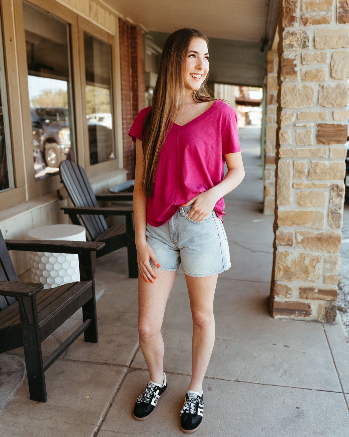 Asher V - neck Tee Magenta ZT241209 - Southern Soule Designs
