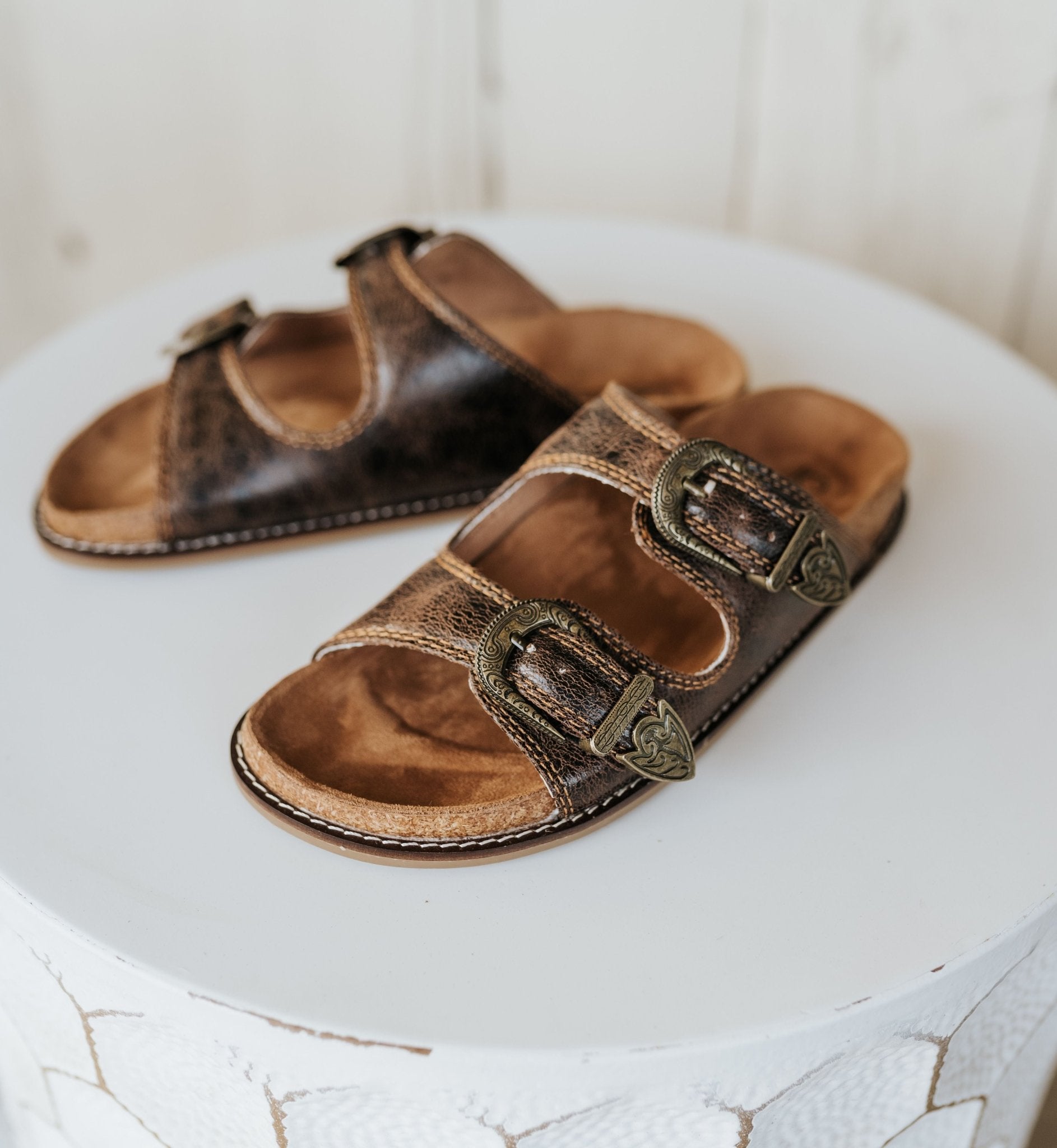 Atta Girl Espresso Crinkle Sandal - Southern Soule Designs